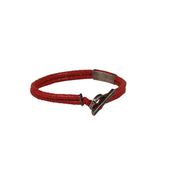 M Cohen Beaded Bracelet Red 925 Silver 6.5 inch Wrap Dongle - Picture 3 of 5